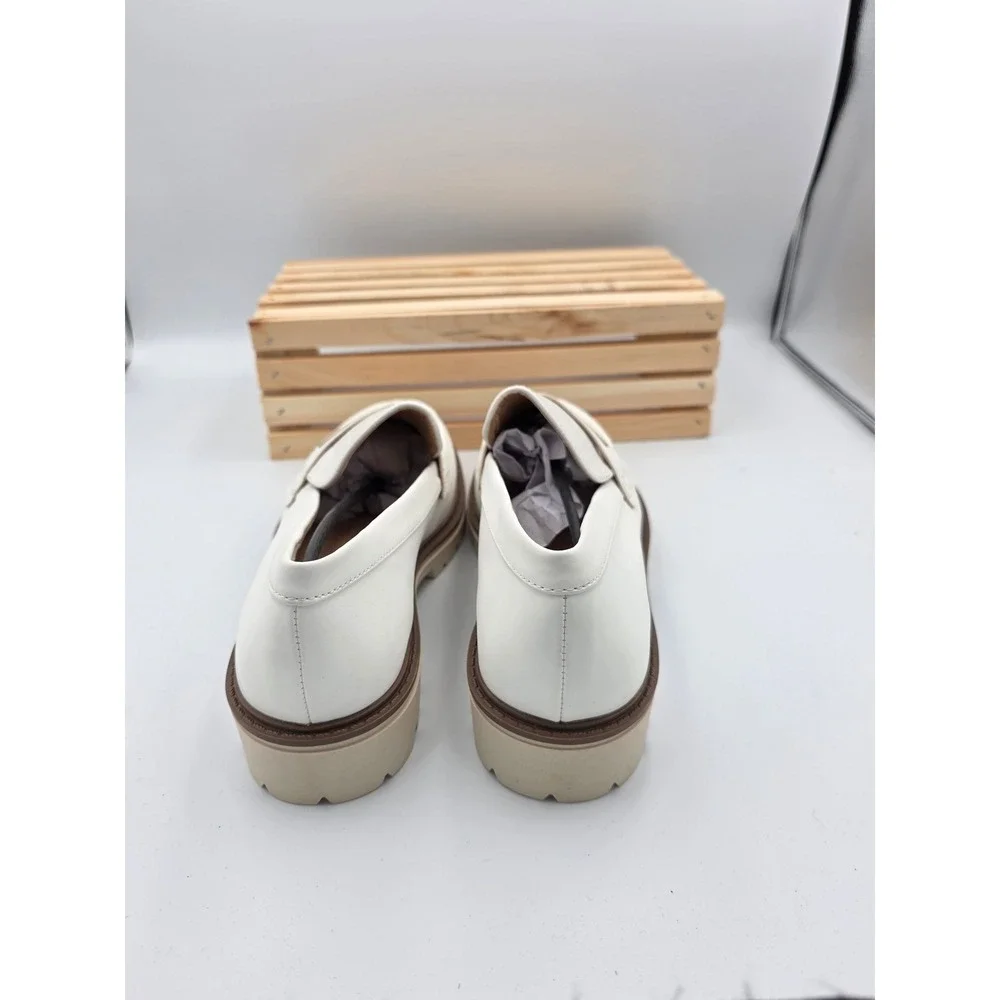 Kenly Loafers Women 8.5 White‎ Chunky Lug Sole Croc Embossed Penny Slip On Shoes